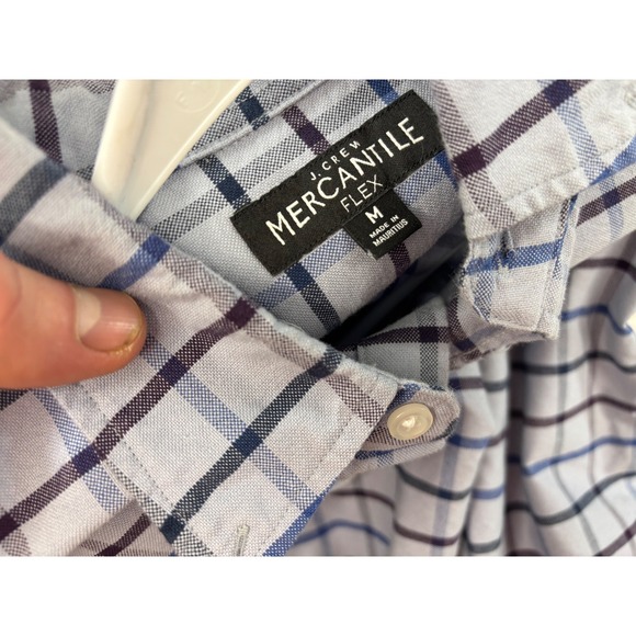 J Crew Mercantile Flex Button Down Men's M Blue Gray Checkered Long Sleeve - Picture 6 of 7